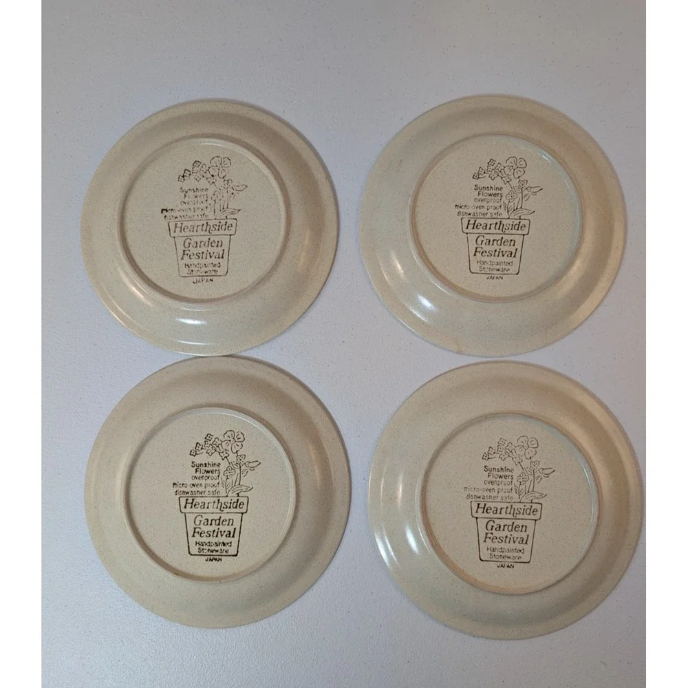 Vintage Hearthside Garden Festival Sunshine Flowers Salad Plates 7.5